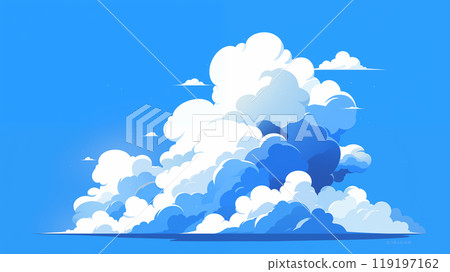 手绘卡通扁平化蓝天白云插画背景 手绘卡通扁平化蓝天白云插画背景 119197162