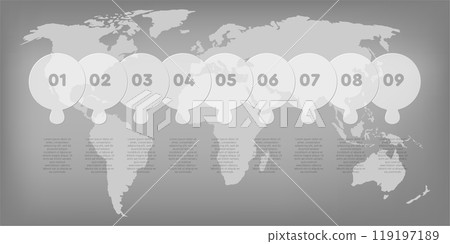 Transparent diagram infographic process on 9 steps 119197189