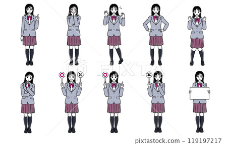 西裝外套女高中生全身姿勢套裝2（簡單） 119197217