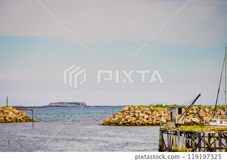 Fishing port in Bleik village, Andoya island Fishing port in Bleik village, Andoya island 119197325