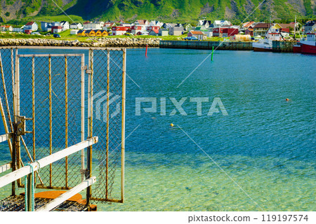 Fishing port in Bleik village, Andoya island Fishing port in Bleik village, Andoya island 119197574