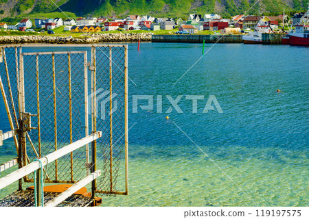 Fishing port in Bleik village, Andoya island Fishing port in Bleik village, Andoya island 119197575