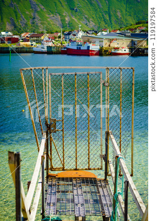 Fishing port in Bleik village, Andoya island Fishing port in Bleik village, Andoya island 119197584