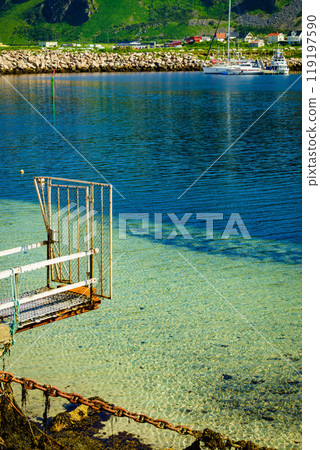 Fishing port in Bleik village, Andoya island Fishing port in Bleik village, Andoya island 119197590