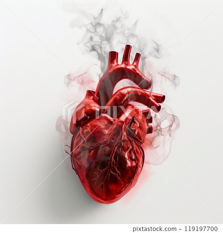 Human Heart with Smoke Effects Illustrating Health Risks. Generative ai 119197700