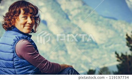 Tourist on mountains top, Norway Tourist on mountains top, Norway 119197734