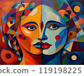 Human face profile demonstrating cognitive psychology or psychotherapy concept, mental health, brain problem, and bipolar personality disorder 119198225