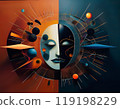 Human face profile demonstrating cognitive psychology or psychotherapy concept, mental health, brain problem, and bipolar personality disorder 119198229