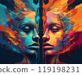 Human face profile demonstrating cognitive psychology or psychotherapy concept, mental health, brain problem, and bipolar personality disorder 119198231