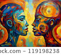 Human face profile demonstrating cognitive psychology or psychotherapy concept, mental health, brain problem, and bipolar personality disorder 119198238