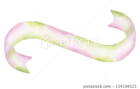 Ribbon for text in pastel green pink colors. Template stripe for banner message. Hand drawn watercolor illustration isolated background. Vintage curved blank for cards or invitations Ribbon for text in pastel green pink colors. Template stripe for banner message. Hand drawn watercolor illustration isolated background. Vintage curved blank for cards or invitations 119198521