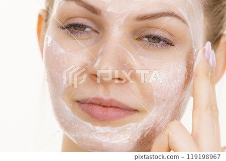 Girl apply cream cosmetic Girl apply cream cosmetic 119198967