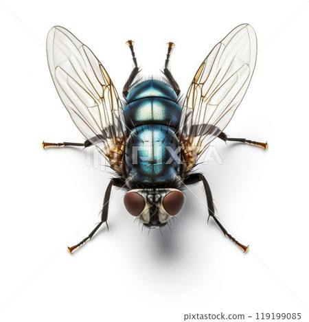 Nature's Detail: Fly Isolated on White Background. Generative ai 119199085