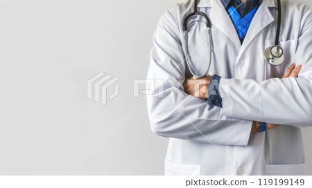 Doctor in White Coat with Stethoscope. Generative ai 119199149