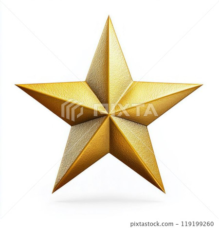 Golden Five-Pointed Star Isolated on White Background 119199260