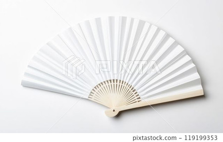 White Folding Fan on Minimalist Background. Generative ai 119199353