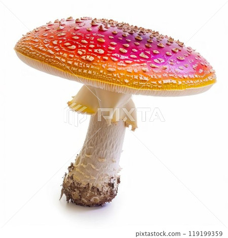 Red and Yellow Spotted Mushroom Isolated on White Background. Generative ai 119199359