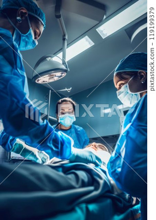 Surgical Precision: Team of Doctors Operating. Generative ai 119199379