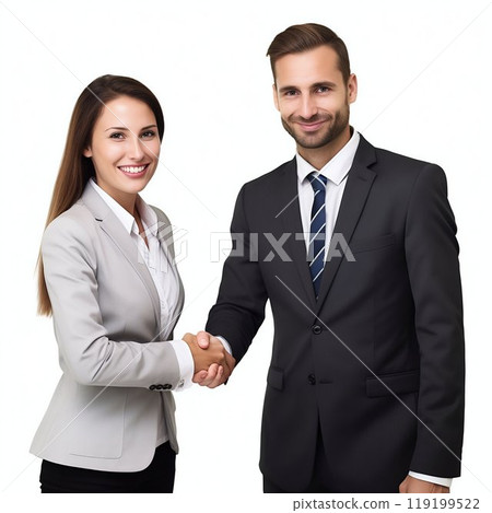 Modern Business Professionals Shaking Hands, Isolated on White. Generative ai 119199522