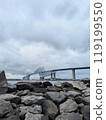 Tokyo Gate Bridge on a cloudy day as seen from Wakasu Seaside Park 119199550
