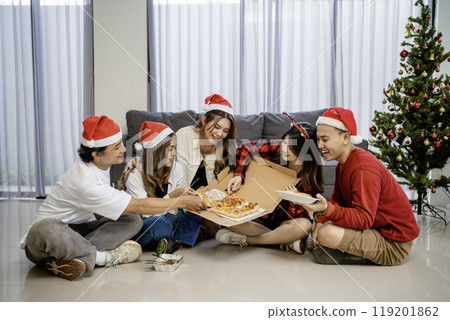 asian group people celebrating christmas holiday asian group people celebrating christmas holiday 119201862