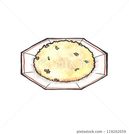 手寫毛筆繪畫風格炒飯插畫 119202059