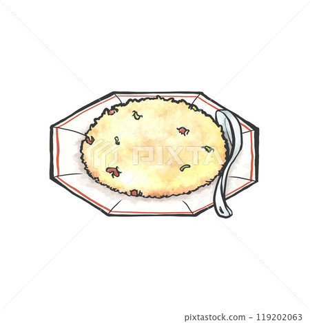Hand-drawn illustration of fried rice 119202063