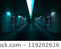 A path leading to the back illuminated in blue-green 119202616