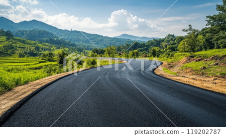 Freshly Paved Asphalt Road Freshly Paved Asphalt Road 119202787
