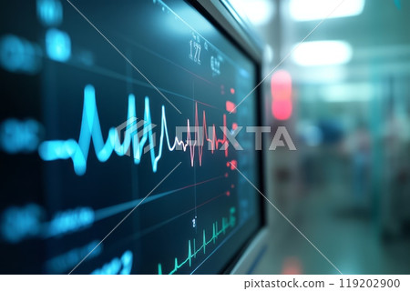 Close-Up of an EKG Monitor Close-Up of an EKG Monitor 119202900