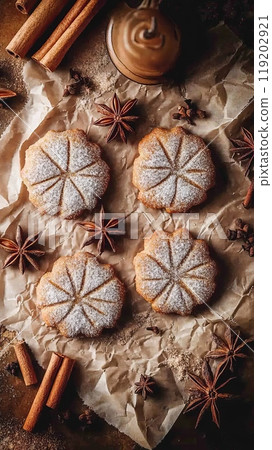 Gingerbread Cookies with Cinnamon and Star Anise 119202921
