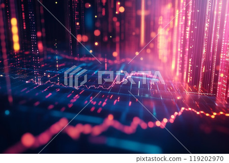 An abstract representation of financial growth with digital graphs and chart An abstract representation of financial growth with digital graphs and chart 119202970