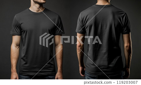 Mockup of men's t-shirt in dark charcoal color Mockup of men's t-shirt in dark charcoal color 119203007