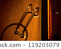 Bicycle parking area illuminated by street lights 119203079