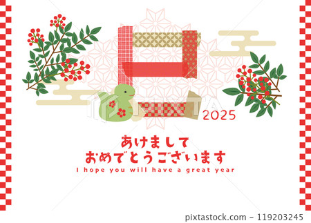 2025蛇年日式圖案美紋膠帶新年賀卡模板 119203245