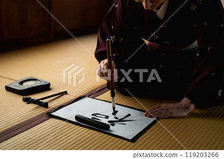 外國女子寫書法 119203266