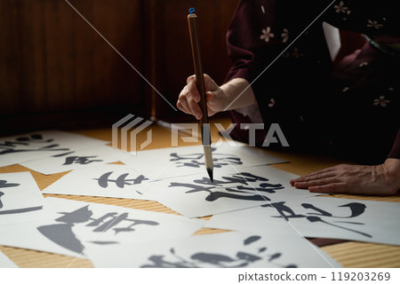 Calligraphy, calligrapher, characters, calligraphy 119203269