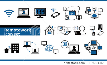 Remote work icon set 119203465