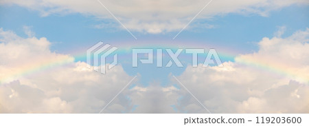Beautiful rainbow with clouds and blue sky Beautiful rainbow with clouds and blue sky 119203600