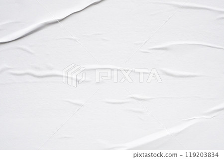 White blank crumpled and creased paper poster texture background 119203834