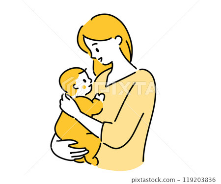 Young woman holding a baby, mother, mom 119203836
