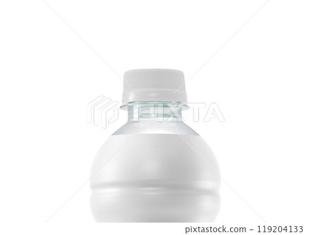 Empty white plastic bottle, sample packaging bottle top. 119204133