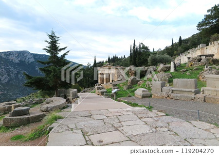 The Athenian Treasury at Delphi, an ancient Greek ruin 119204270