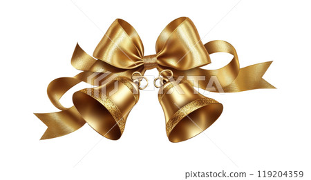 Golden bells and bow decoration for festive celebrations and holiday decorations 119204359