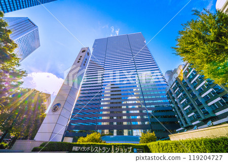 Tokyo cityscape in Japan in October. View of Shinjuku Island Tower in Shinjuku subcenter and buildings reflected in windows = 7th Tokyo cityscape in Japan in October. View of Shinjuku Island Tower in Shinjuku subcenter and buildings reflected in windows = 7th 119204727