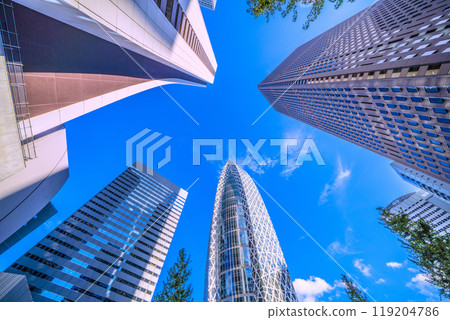 Tokyo cityscape in Japan in October. View of Tokyo Mode Gakuen Cocoon Tower and Shinjuku Center Building on the 7th Tokyo cityscape in Japan in October. View of Tokyo Mode Gakuen Cocoon Tower and Shinjuku Center Building on the 7th 119204786