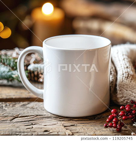 White Mug Mockup, Christmas or New Year theme 119205745