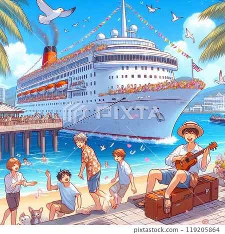 Ship floating in the sea Ship floating in the sea 119205864