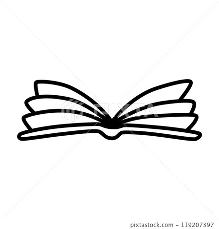 Doodle book icon handdrawn with ink pen. Knowledge and education symbol Doodle book icon handdrawn with ink pen. Knowledge and education symbol 119207397