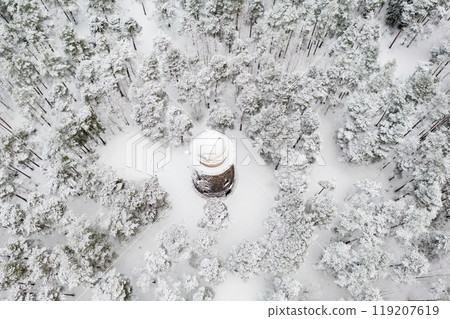 Old observatory tower in the Glen park. Tallinn, Estonia. 119207619